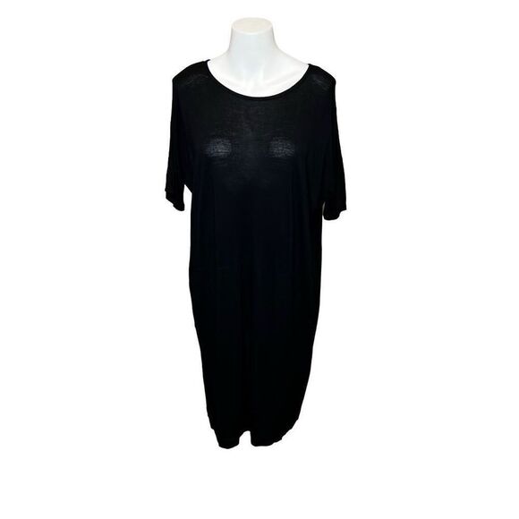 Eileen Fisher black short sleeve crew neck T- shirt dress size XS petite - Picture 1 of 10